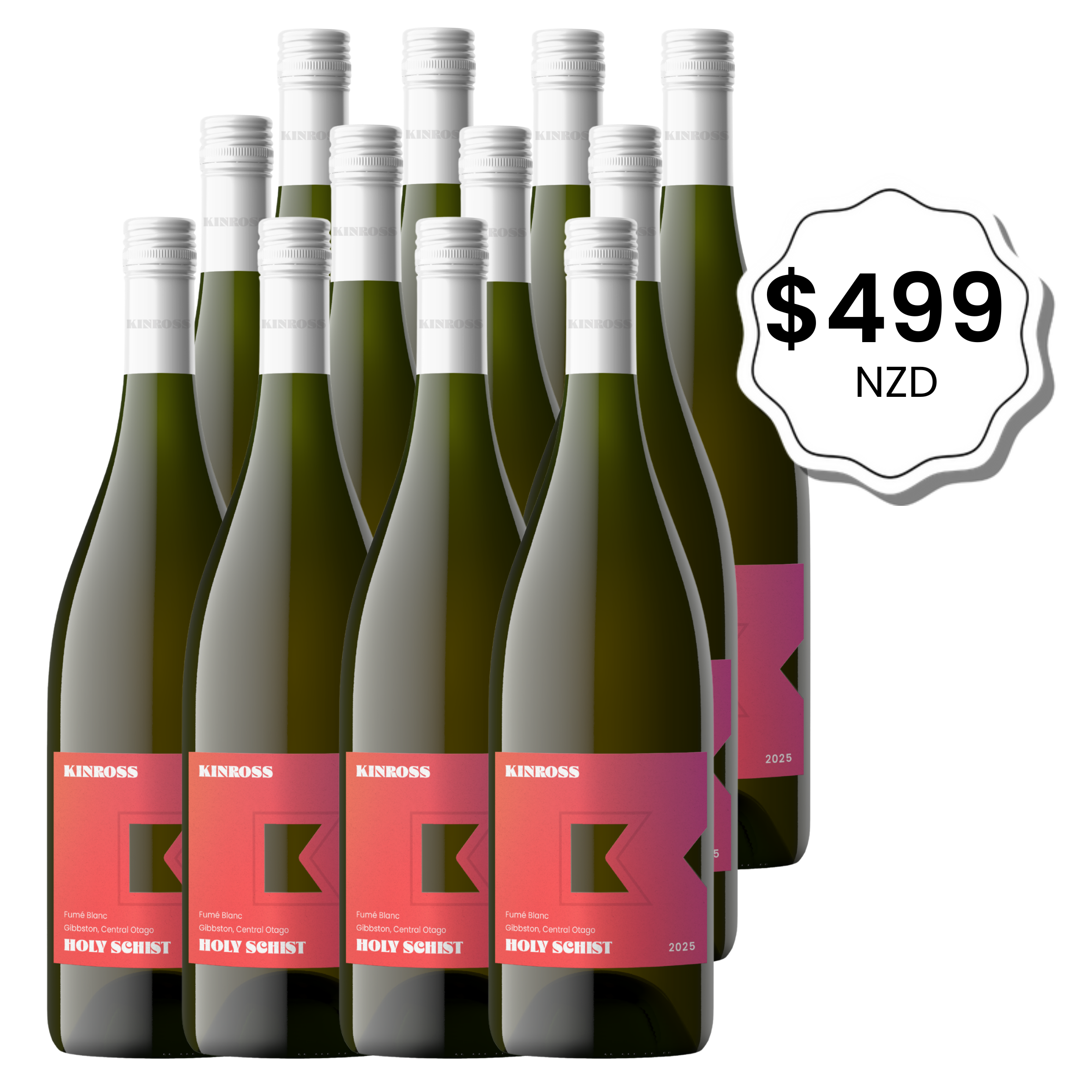 Kinross 'Holy Schist' Fumé Gibbston Sauvignon Blanc 2025 - 12 bottles case special (save $65)