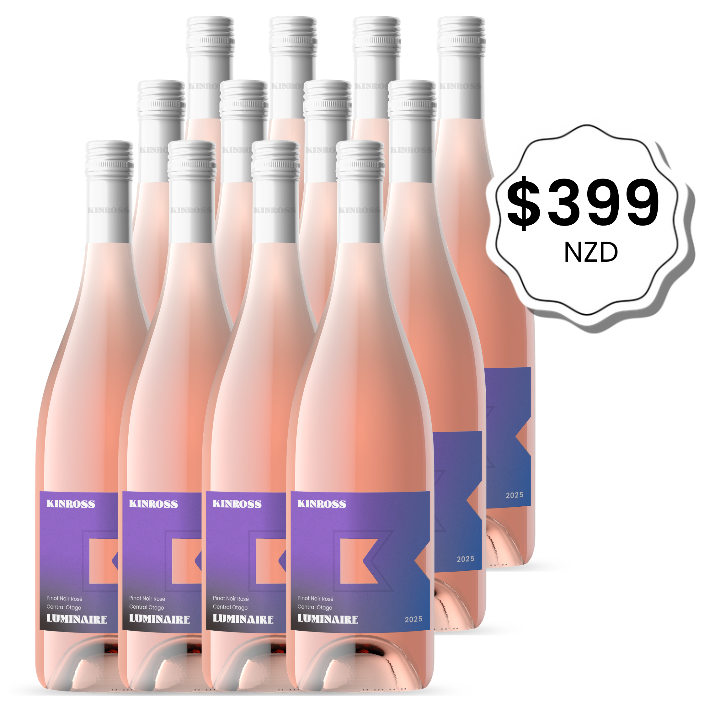 Kinross 'Luminaire' Central Otago Pinot Noir Rosé 2025 - 12 bottles case special (save $69)