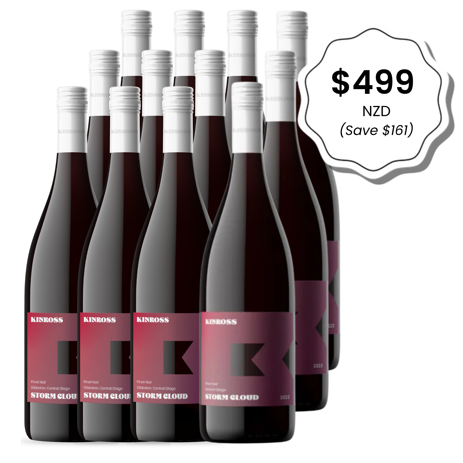 Kinross 'Storm Cloud' Gibbston Pinot Noir 2025 - 12 bottles case special (save $161)