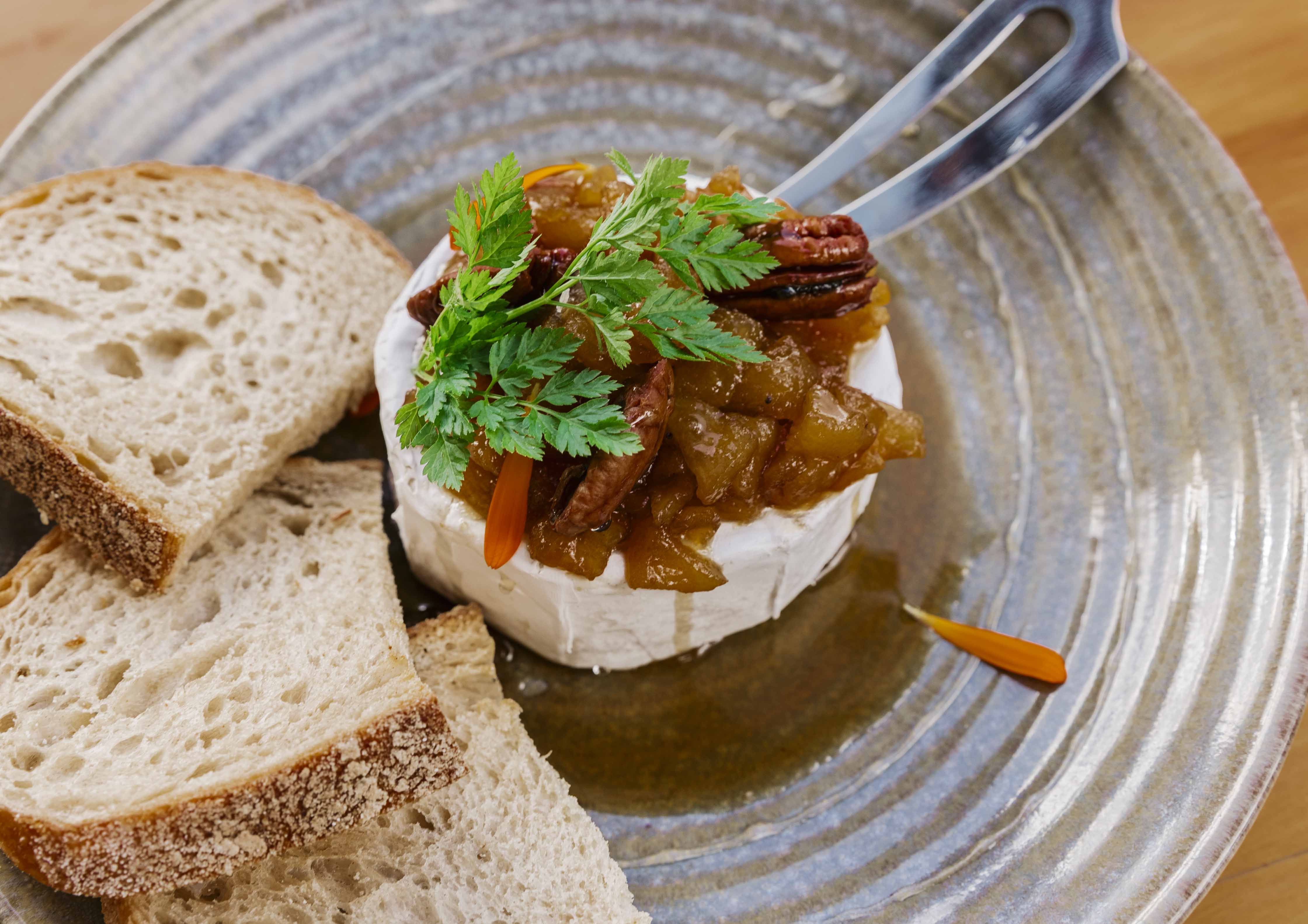 Caramelised  Miso  Pears  &  Baked Camembert 