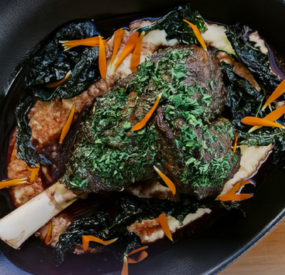 Kinross Kitchen Recipes with Central Otago Wine Parings: Braised Lamb Shank with Parmesan Polenta